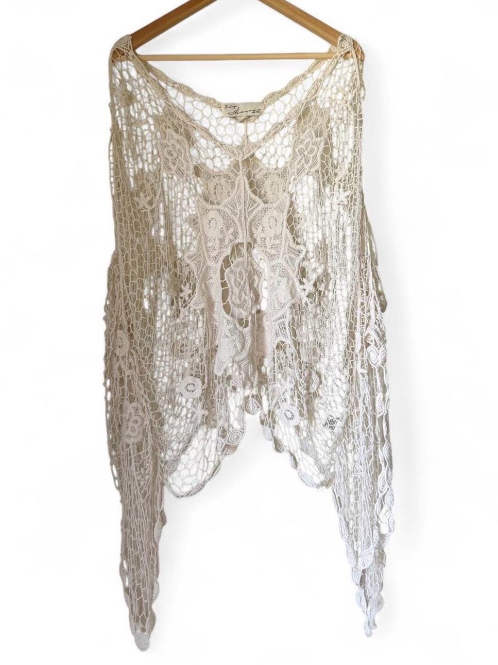 Vintage Havana Crochet Western Boho Hippie Cottage Pullover Coverup